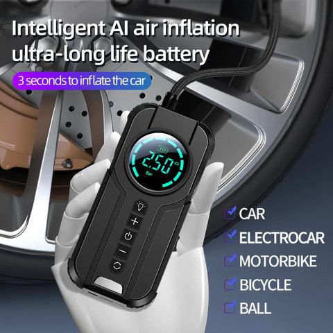 Car starting power supply, car wireless air pump, intelligent digital display air pump