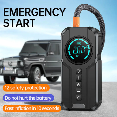 Car starting power supply, car wireless air pump, intelligent digital display air pump